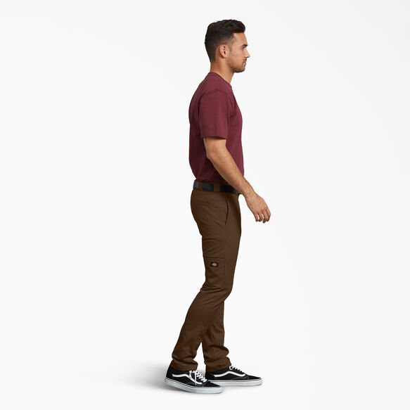 Skinny Fit Straight Leg Double Knee Work Pants - Timber Brown &#40;TB&#41;