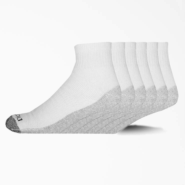 Moisture Control Quarter Socks, Size 6-12, 6-Pack - White (WH) image number 1