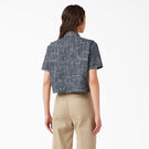 Women&#39;s Short Sleeve Cropped Work Shirt - Rinsed Navy Crosshatch &#40;R2A&#41;