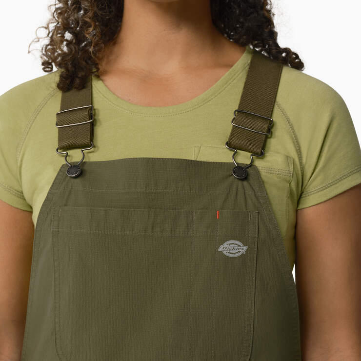 Women's Cooling Ripstop Bib Shortalls - Rinsed Military Green (RML) image number 4