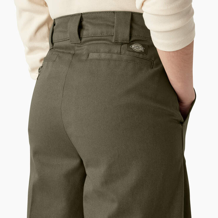 Women's Regular Fit Wide Leg Work Pants - Military Green (ML) image number 6