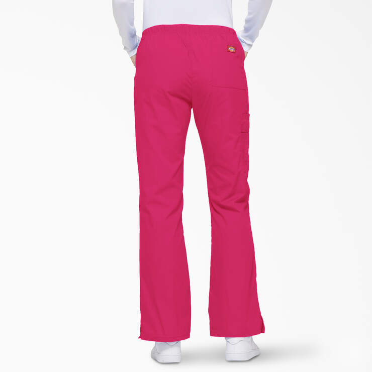 Women's EDS Signature Drawstring Cargo Scrub Pants - Hot Pink (HPK) image number 2