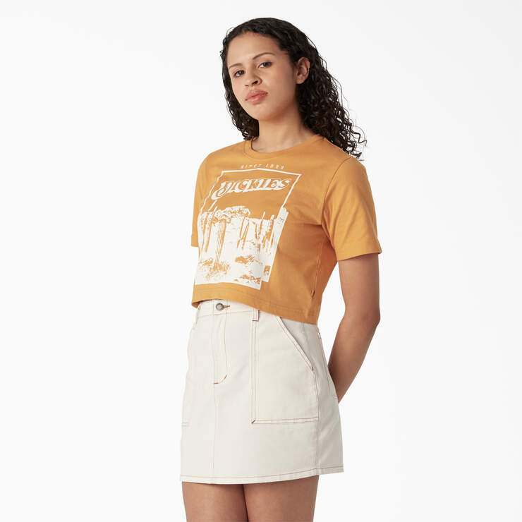 Women's Desert Graphic Cropped T-Shirt - Nugget (NG2) image number 3