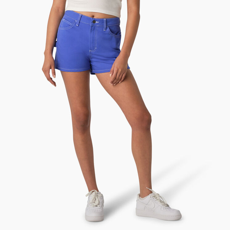 Women&#39;s High Waisted Carpenter Shorts, 3&quot; - Satin Sky &#40;SK2&#41;