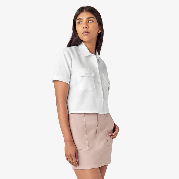 Women's Cropped Work Shirt - White (WH) image number 4