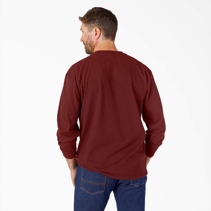 Heavyweight Long Sleeve Henley T-Shirt - Madder Brown (MB1) image number 2