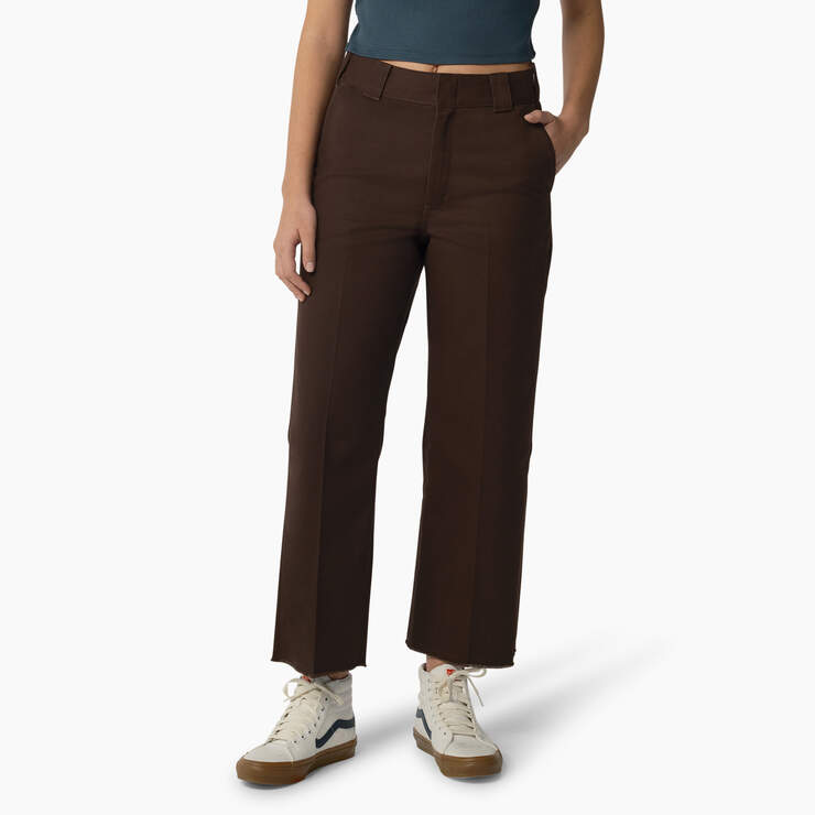 Women's Regular Fit Cropped Pants - Rinsed Chocolate Brown (RCB) image number 1