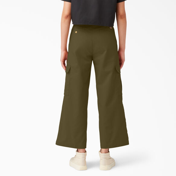 Women&#39;s Twill Cropped Cargo Pants - Stonewashed Military Green &#40;S2M&#41;