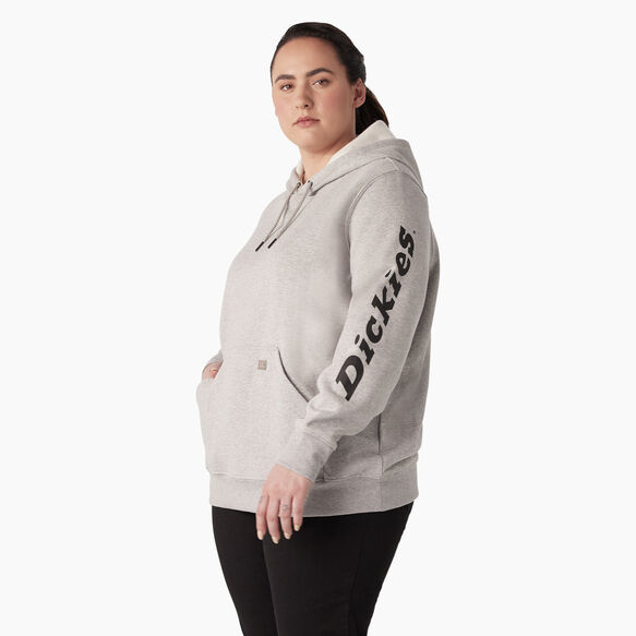 Women&#39;s Plus Heavyweight Logo Sleeve Hoodie - Heather Gray &#40;HG&#41;