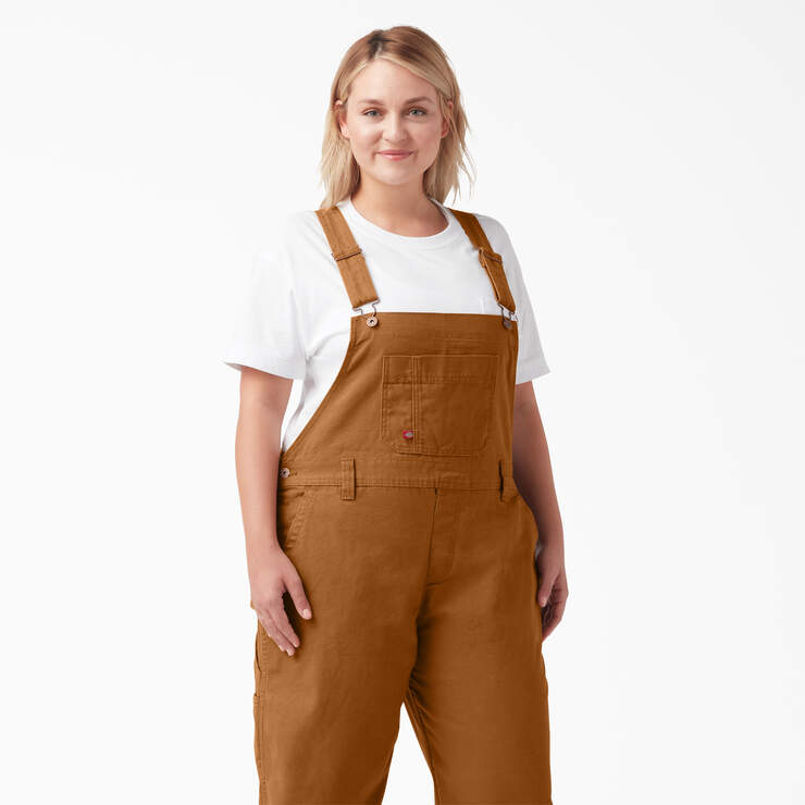 Women's Plus Relaxed Fit Bib Overalls - Rinsed Brown Duck (RBD) image number 4