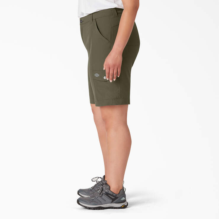 Women's Plus Cooling Slim Fit Cargo Shorts, 10" - Military Green (ML) image number 3