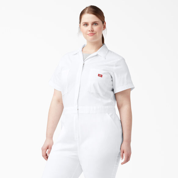 Women&#39;s Plus FLEX Cooling Temp-iQ&reg; Short Sleeve Coveralls - White &#40;WH&#41;