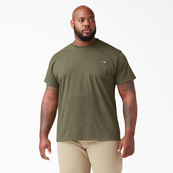 Heavyweight Heathered Short Sleeve Pocket T-Shirt - Military Green Heather &#40;MLD&#41;