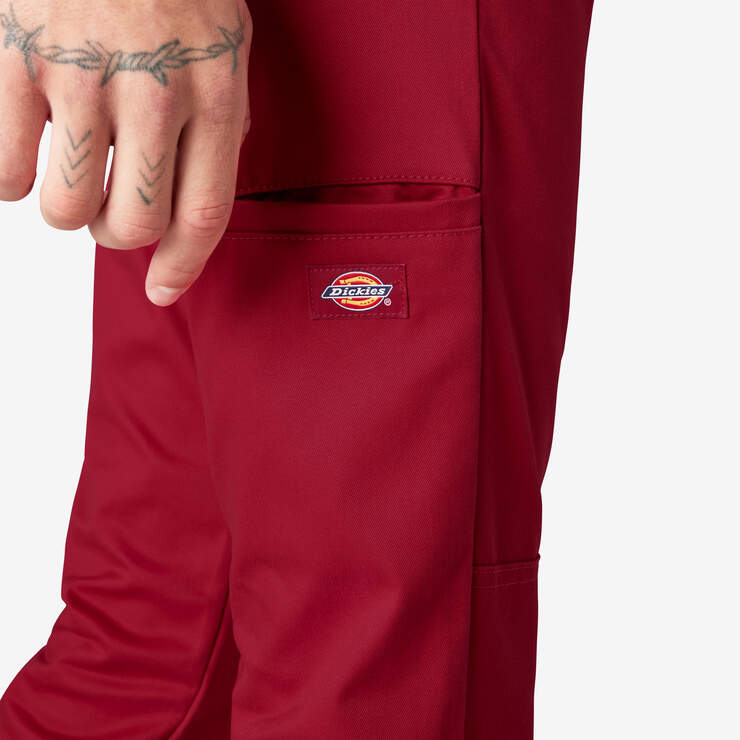 Skinny Fit Double Knee Work Pants - English Red (ER) image number 8