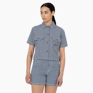 Women's Hickory Stripe Cropped Work Shirt