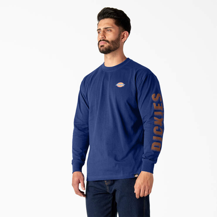 Long Sleeve Workwear Graphic T-Shirt - Surf Blue (FL) image number 3