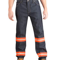 High Visibility Non-ANSI Relaxed Fit Jeans - INDIGO BLUE WITH ANSI ORANGE (NBAO)