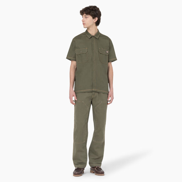 Relaxed Fit Short Sleeve Work Shirt - Military Green w/Nugget Stitch &#40;MGN&#41;