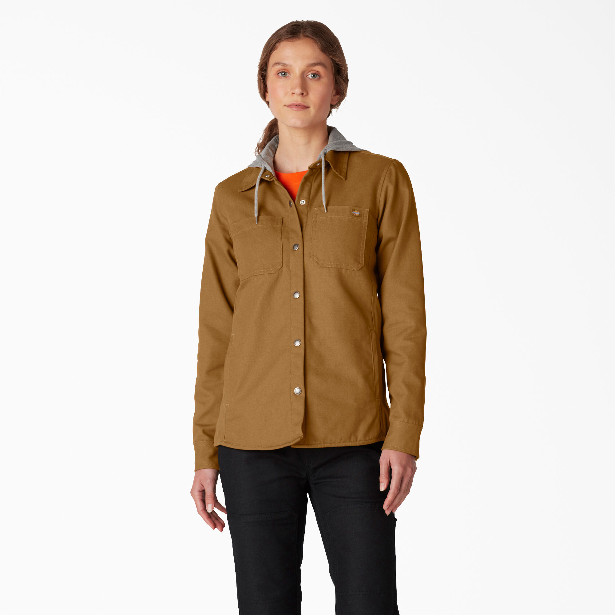 Women s Duck Hooded Shirt Jacket Womens Shirt Jackets Shackets Dickies Dickies US