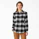 Women&#39;s Long Sleeve Plaid Flannel Shirt - White Black Buffalo Plaid &#40;PLF&#41;