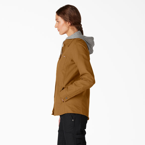 Women&rsquo;s Duck Hooded Shirt Jacket - Brown Duck &#40;BD&#41;