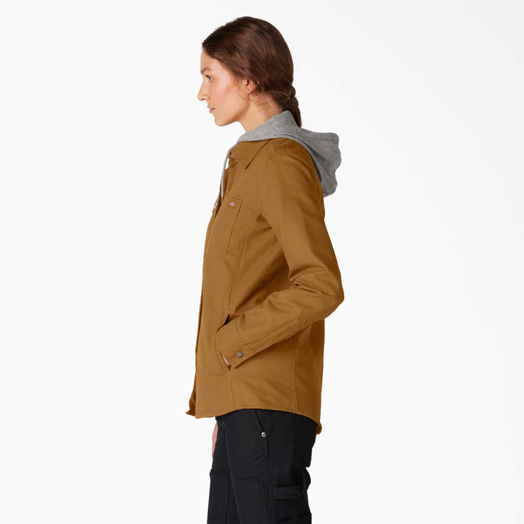 Women’s Duck Hooded Shirt Jacket - Brown Duck (BD) image number 3