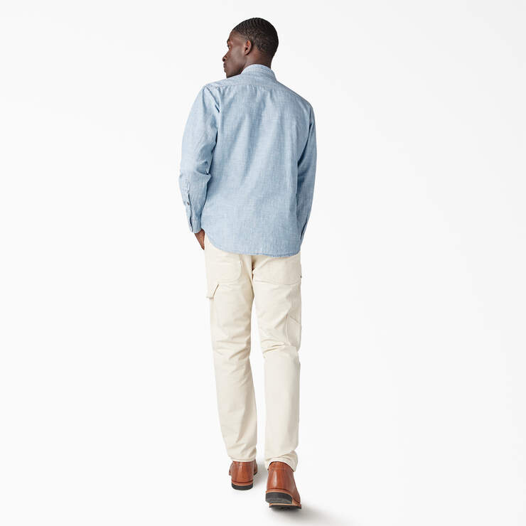 Dickies 1922 Long Sleeve Work Shirt - Bleach Blue Chambray (BBLC) image number 6