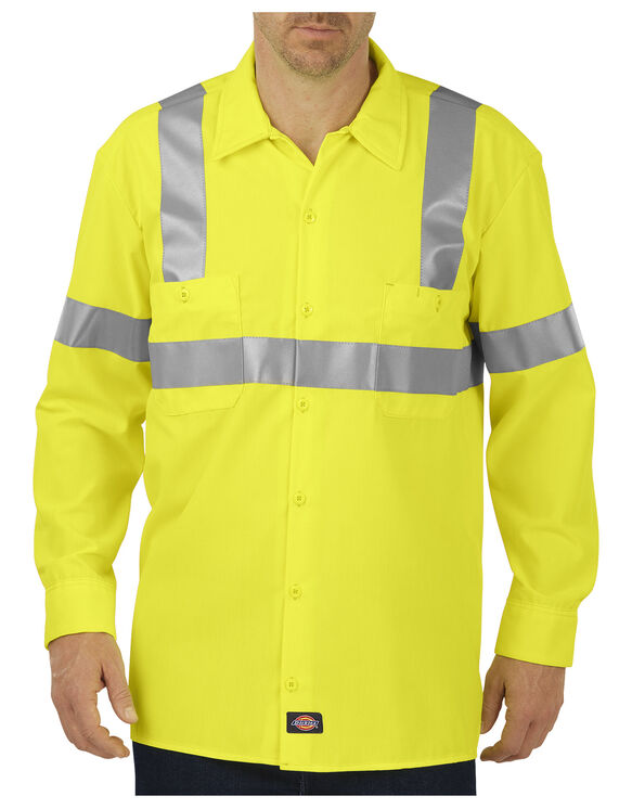 High Visibility Ansi Class 2 Long Sleeve Work Shirt Mens High