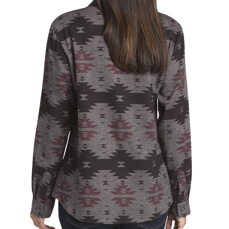 Women's Plus Long Sleeve Pattern Flannel Shirt - BURGUNDY/ANTIQUE GRAY PRINT (YTP) image number 2
