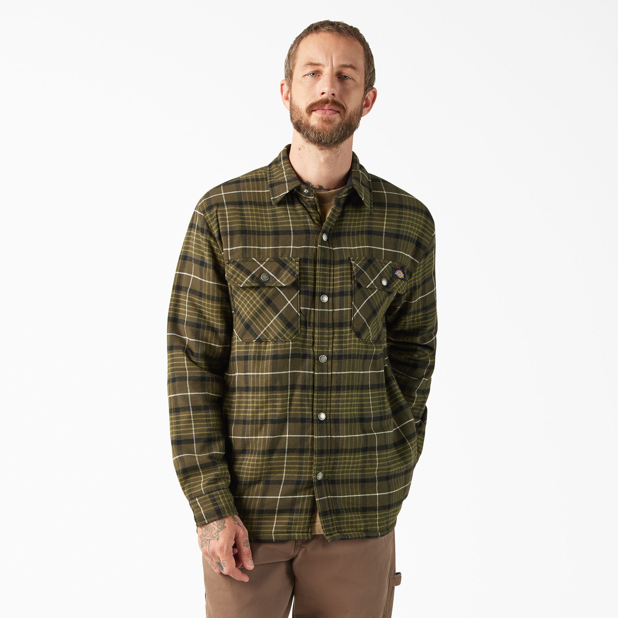 Men s Water Repellent Fleece Lined Flannel Shirt Jacket Dickies US