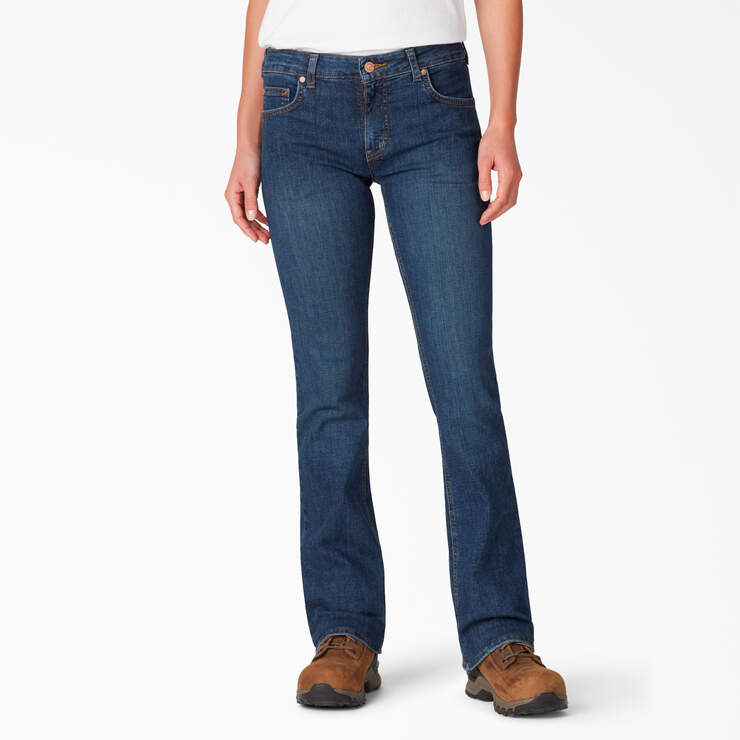 Women's Perfect Shape Bootcut Jeans - Stonewashed Indigo Blue (SNB) image number 1