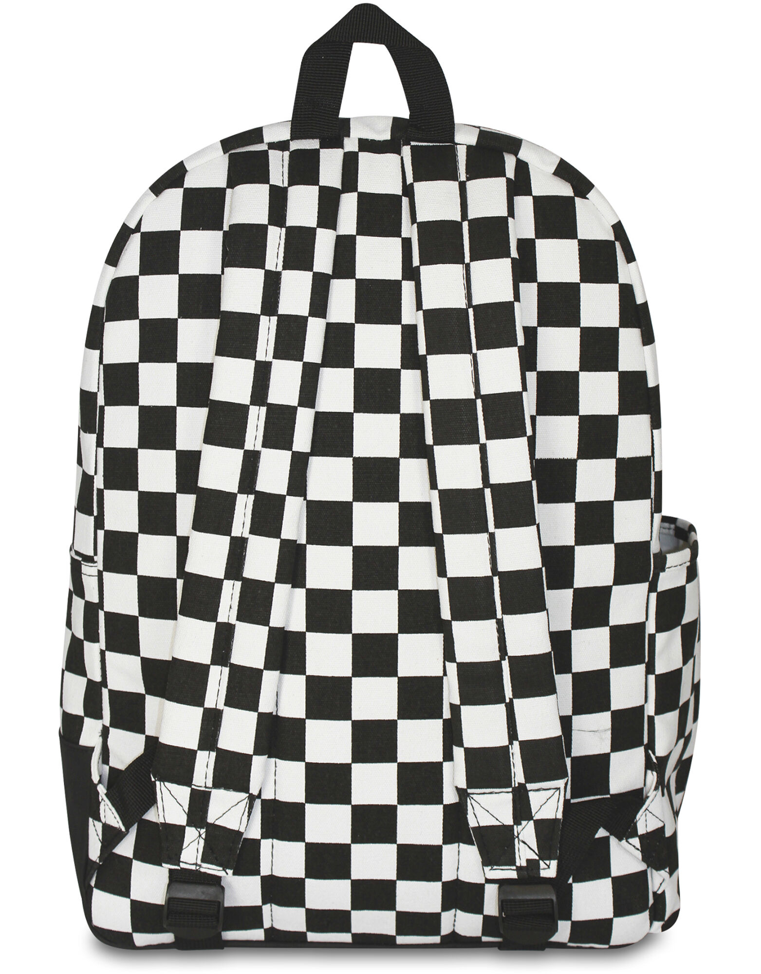 black and white check backpack