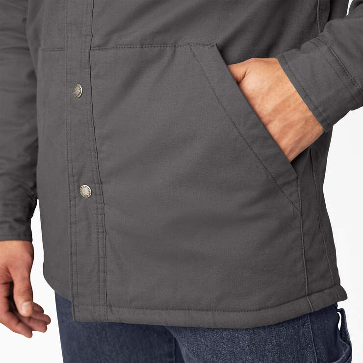 Water Repellent Fleece-Lined Duck Shirt Jacket - Slate Gray (SL) image number 7
