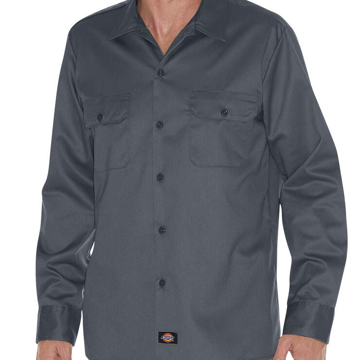 Slim Fit Long Sleeve Work Shirt - Charcoal Gray (CH) image number 1
