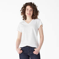 Women's Short Sleeve V-Neck T-Shirt - White (WH)