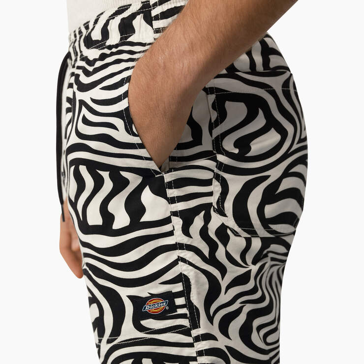 Zebra Print Modern Fit Drawstring Shorts, 6" - Black/White (BKWH) image number 6