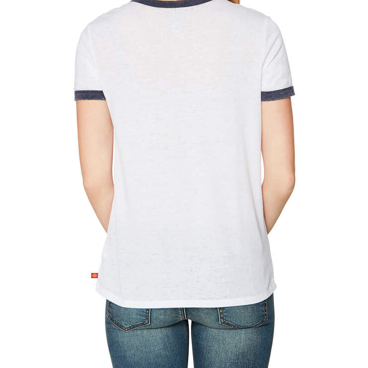 Dickies Girl Juniors' Short Sleeve Ringer T-Shirt - White (WHT) image number 2