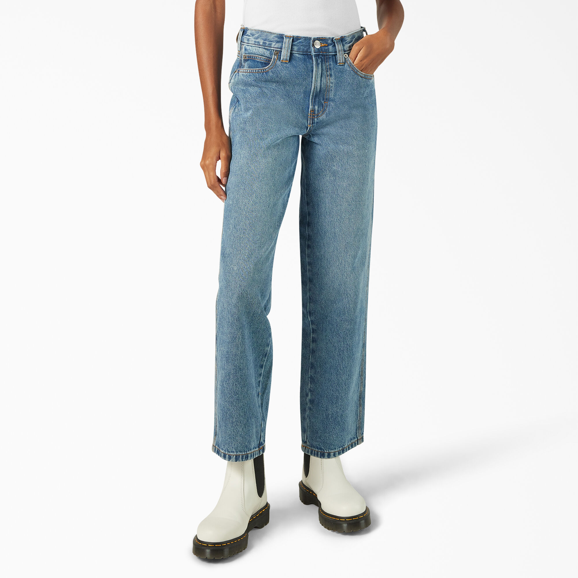 デニム・ジーパン DICKIES Woman Jeans Beige DK0A863S ECR1 Dickies Women's Denim Carpenter Jeans - Stonewash Denim