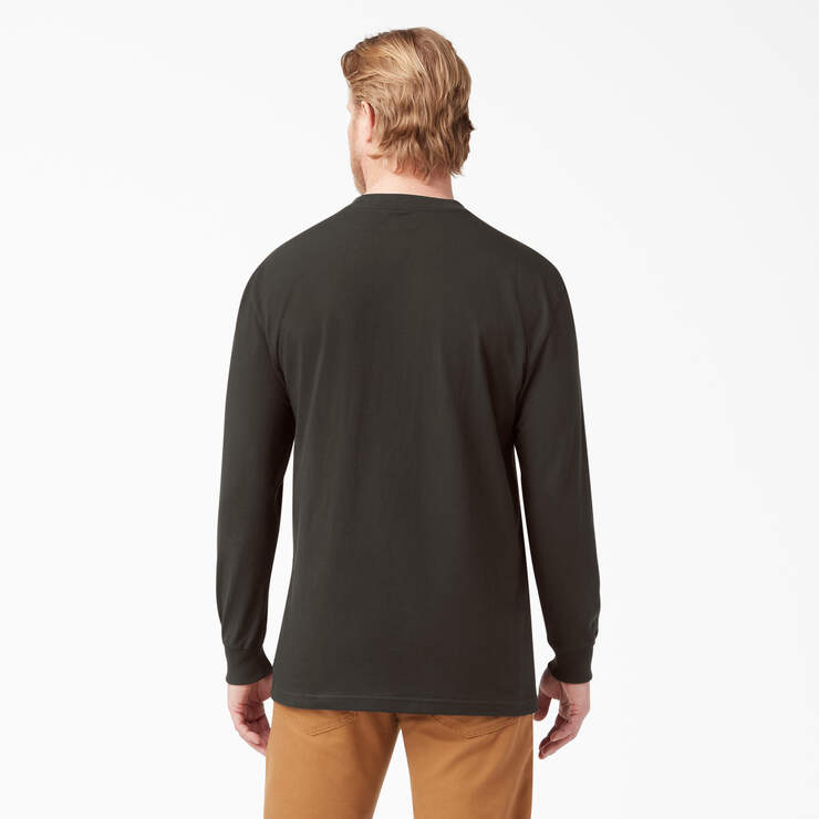 Heavyweight Long Sleeve Pocket T-Shirt - Chocolate Brown (CB) image number 2