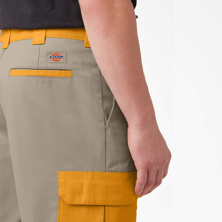 Mixed Media Relaxed Fit Cargo Shorts, 11" - Desert Sand/Radiant Yellow (CBO) image number 4