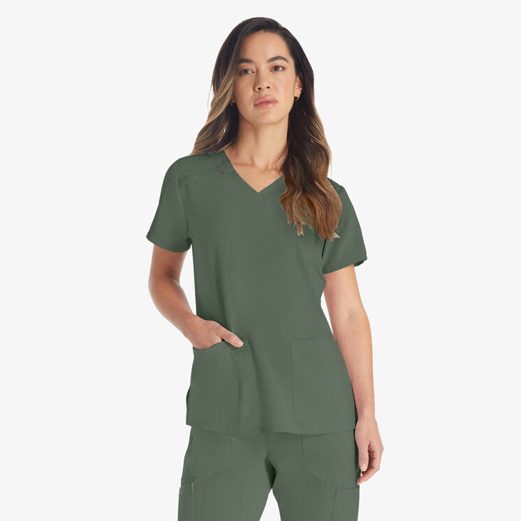 Women&#39;s EDS Essentials V-Neck Scrub Top - Olive Green &#40;OLI&#41;