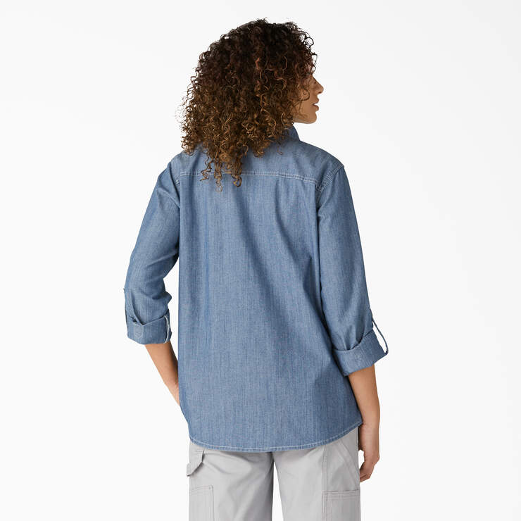 Women’s Chambray Roll-Tab Work Shirt - Stonewashed Light Blue (LSW) image number 2