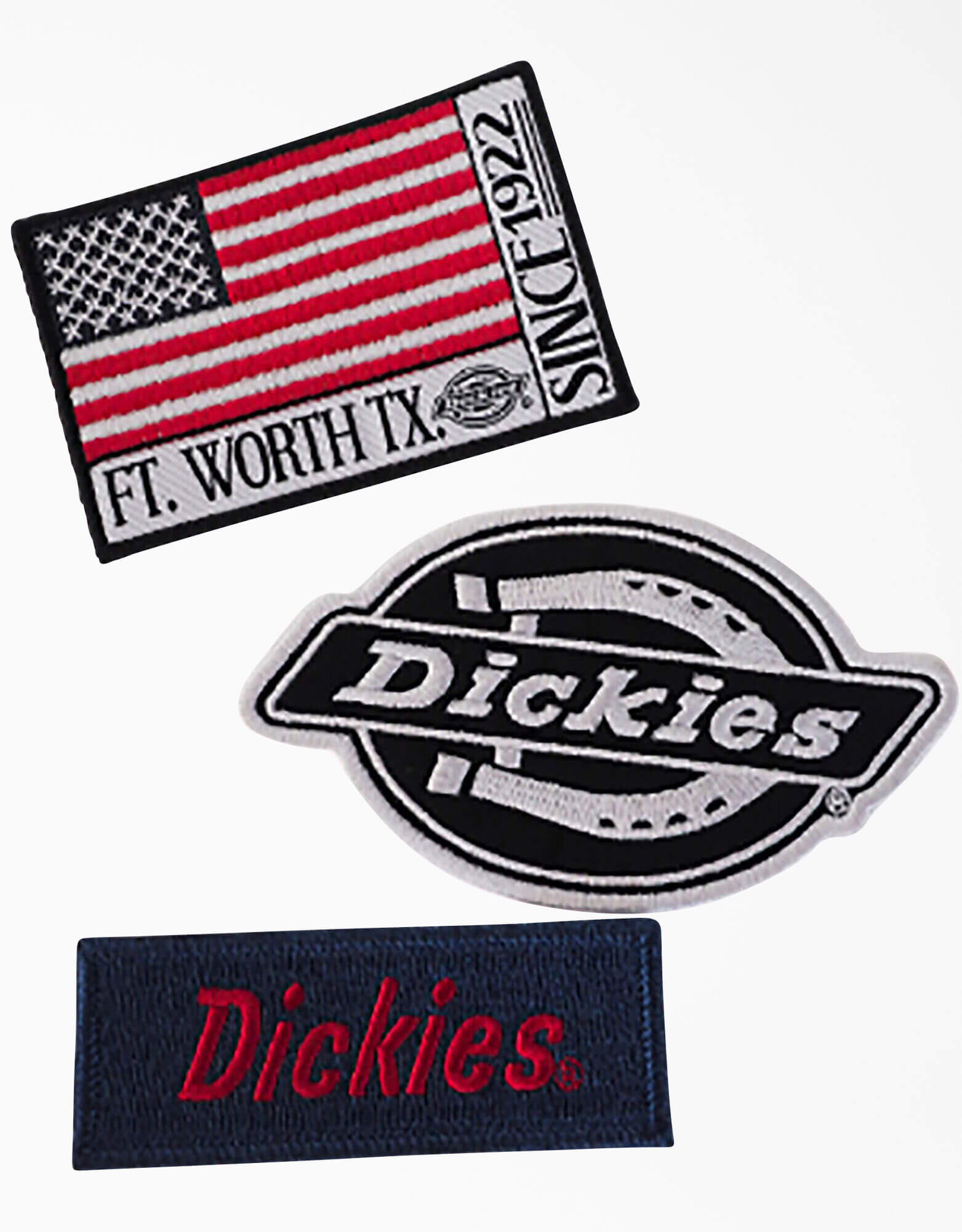 Dickies Logo Iron-on Patches, 3-Pack, Assorted Colors