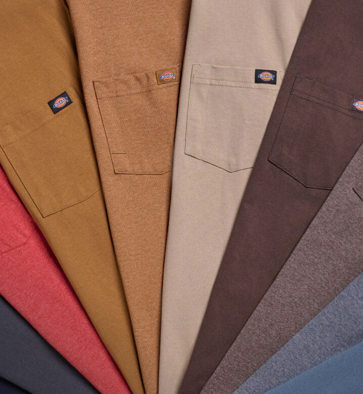 Lay downs of heavyweight tees in various colors. 