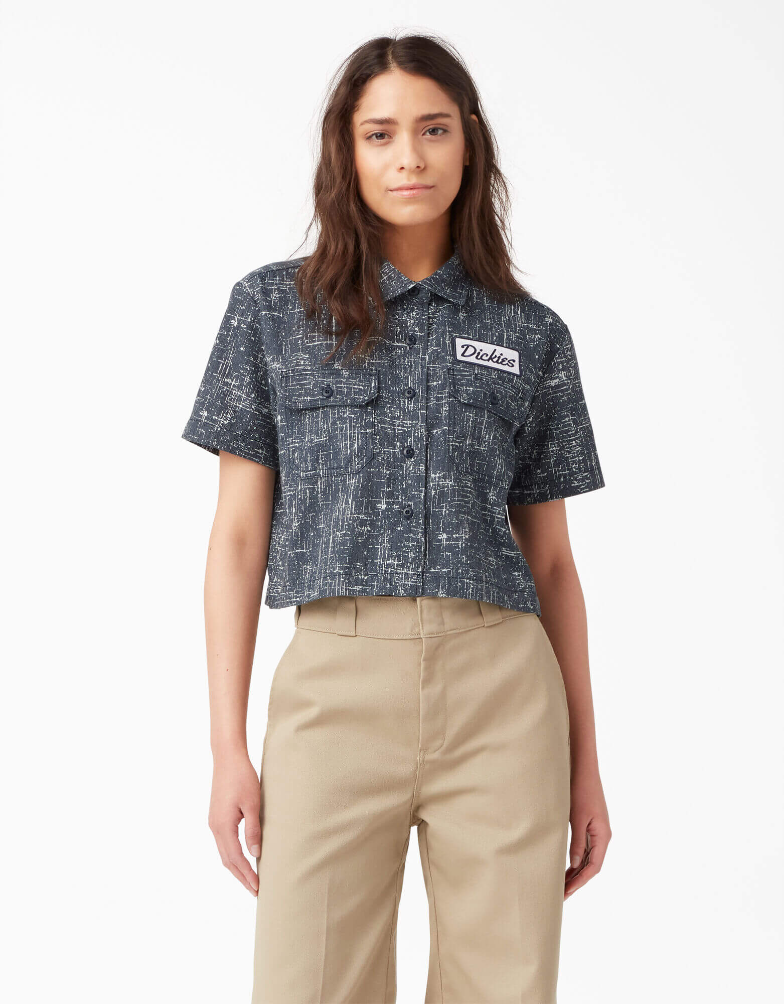 Women's Cropped Short Sleeve Work Shirt