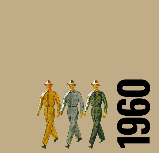 several dickies work shirts hanging on a wall