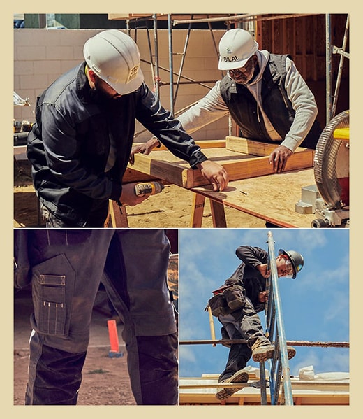 Rudy, Bilal and David work together to build someone’s new home.