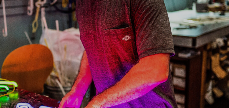 a worker wearing a dickies t-shirt