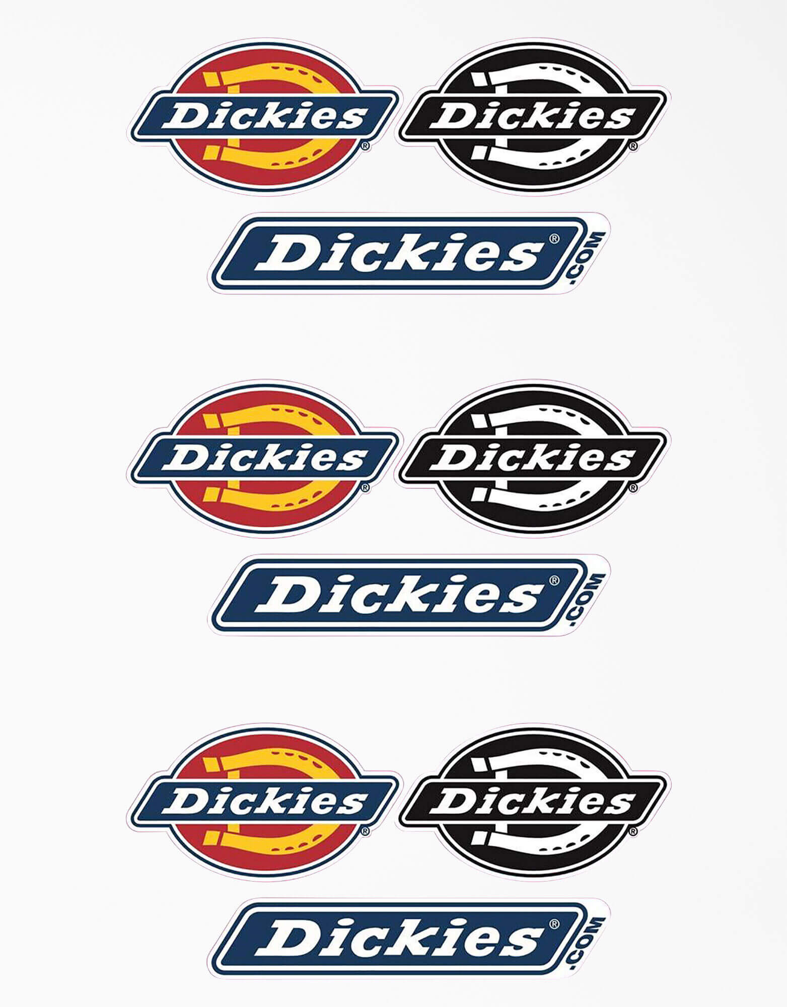 Dickies Exclusive Logo Stickers, 5-Pack of 3, Assorted Colors