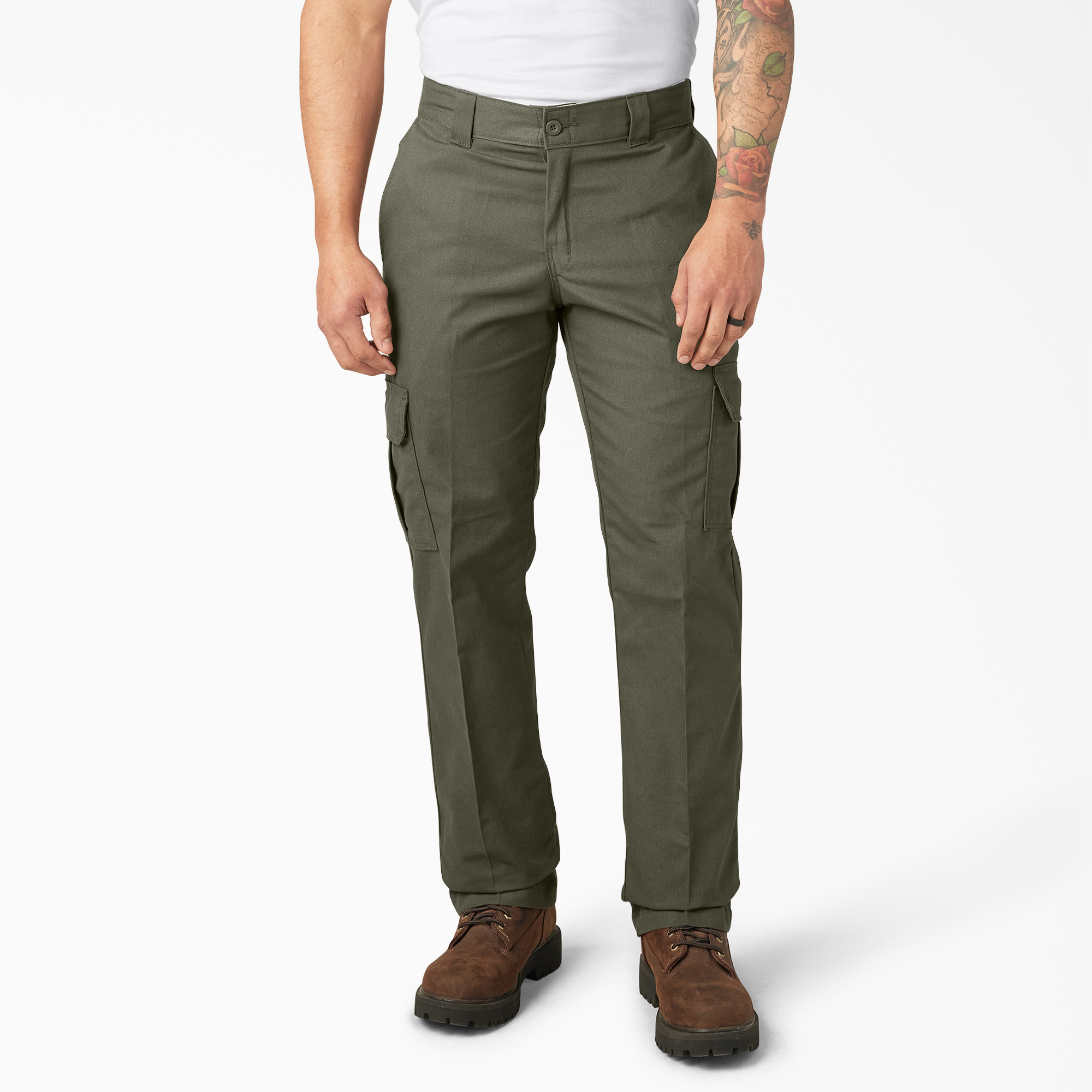FLEX Regular Fit Straight Leg Cargo Pants - Moss Green (MS)
